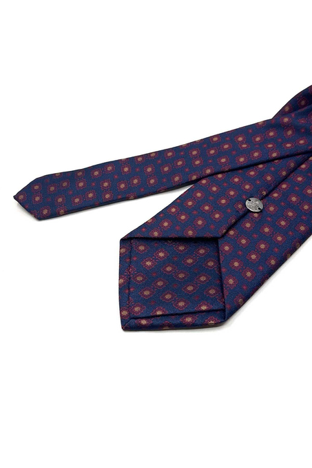 Petrol Mavisi Motif Desen Mendilli Klasik Kravat KK13656