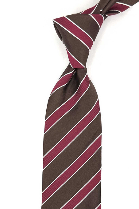 Prunelli Style Kahve - Bordo İtalyan İpek Kravat İK2107