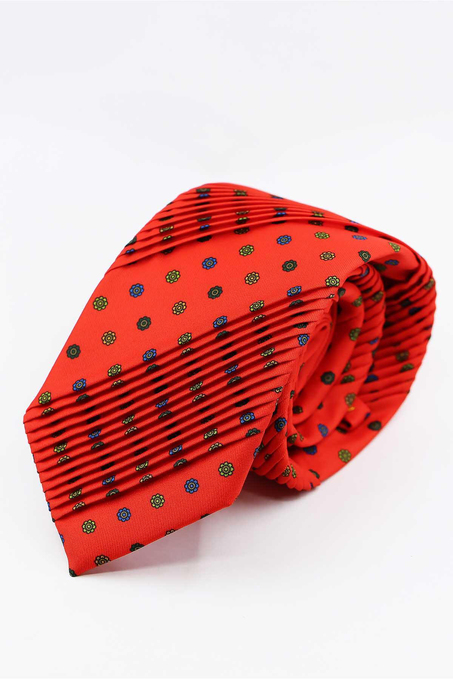 Romitello Style Kırmızı Küçük Desen Piliseli Kravat CRK91