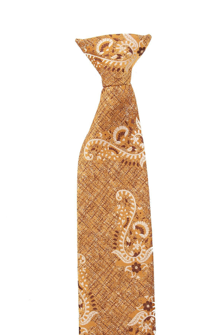 Safran Şal Desen Klipsli Kravat KLP417