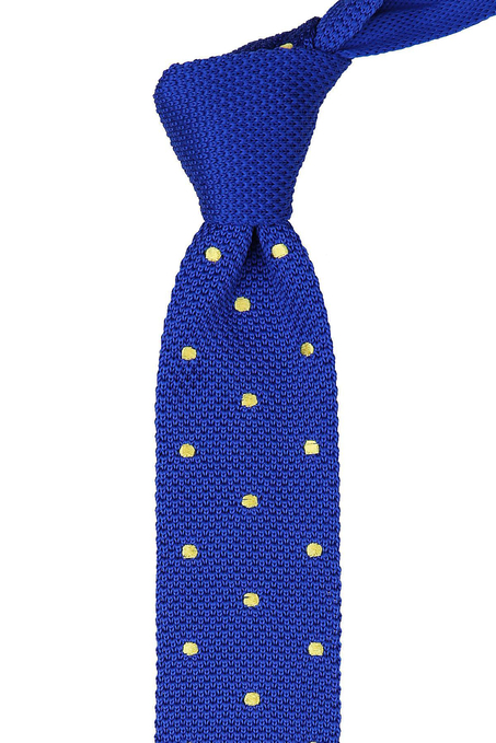 Saks Mavi Puantiyeli Örgü Kravat 8135