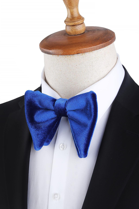 Saks Mavisi Büyük Kadife Papyon P1698