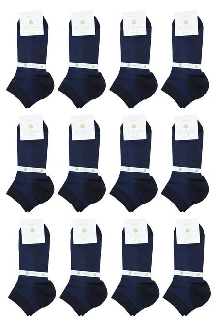 Saks Mavisi Ultra Lüks 12li Bambu Yarım Erkek Çorap CRP391