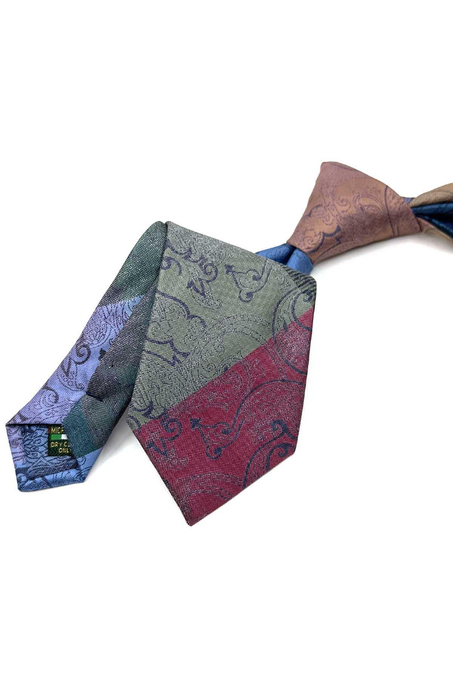Şal Desen Çok Renkli Patchwork Klasik Kravat KK12811