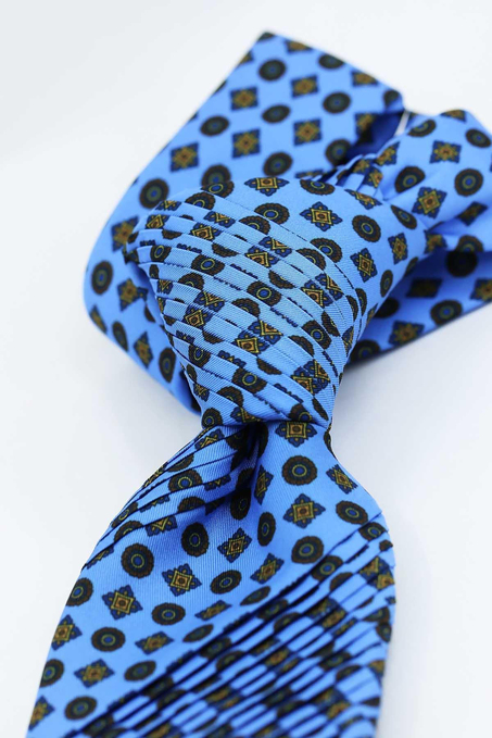 Sambuchi Style Mavi Motif Desen Piliseli Kravat CRK93
