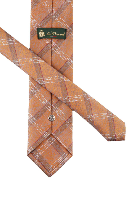 Sarı Ekose Desen Mendilli Klasik Kravat KK10755