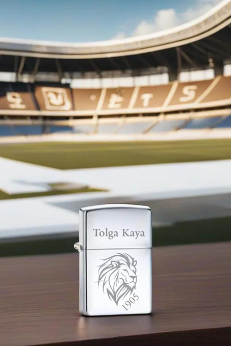 Sarı Kırmızı Aslan Taraftara Özel Gümüş Çakmak KSL60