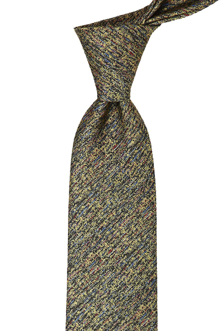 Sarı Küçük Desen Mendilli Klasik Kravat KK10037