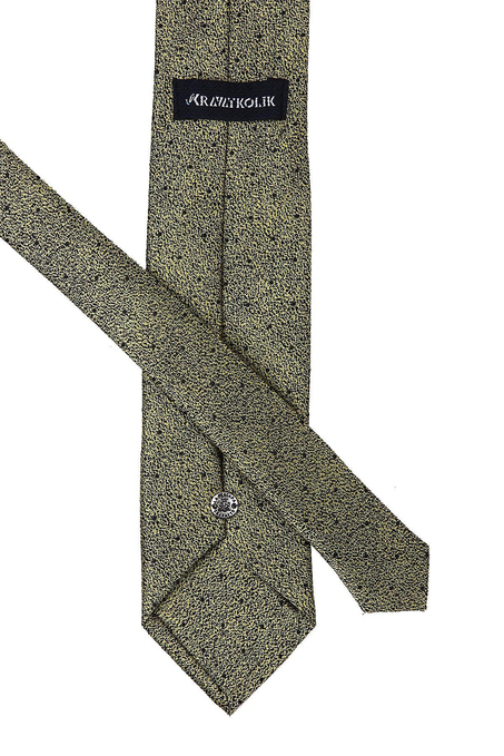 Sarı Kum Desen Mendilli Klasik Kravat KK9810