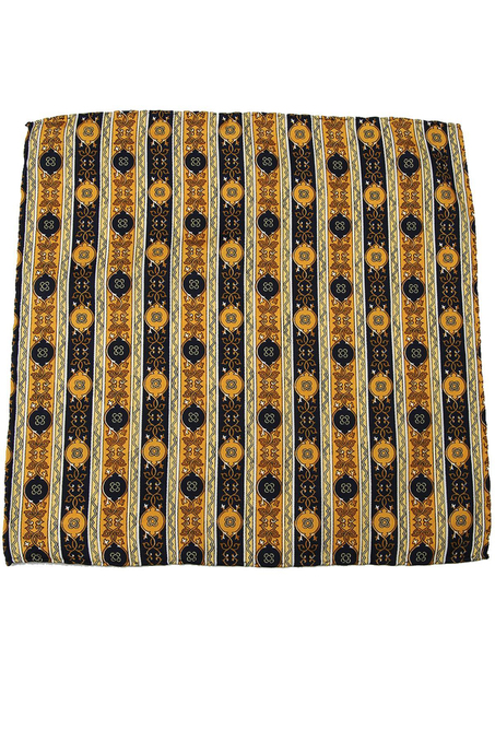 Sarı - Lacivert Motif Baskılı İpek Mendil SPS374