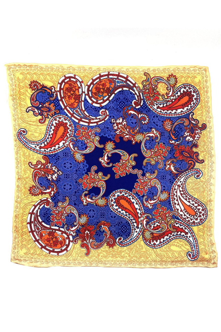 Sarı - Mavi Motif Desen Erkek Cep Mendili SPS555-32