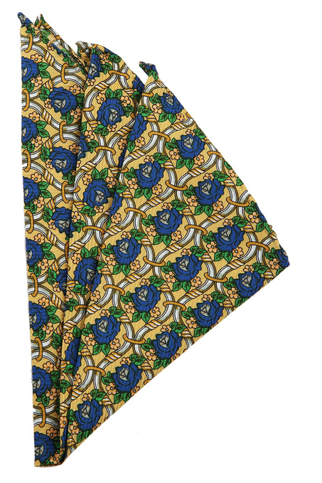 Sarı Motif Baskılı İpek Mendil SPS246