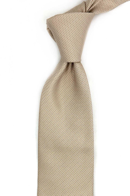 Scuole Style Bej Nokta Desen İtalyan İpek Kravat İK2292