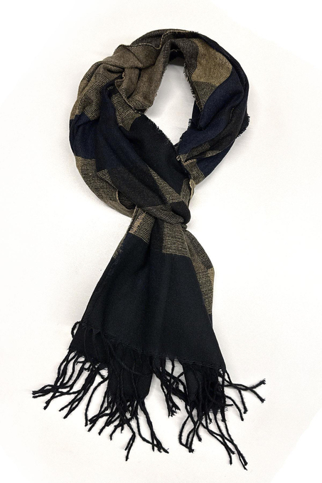 Siyah - Bej Ekose Desen Erkek Kaşkol K504
