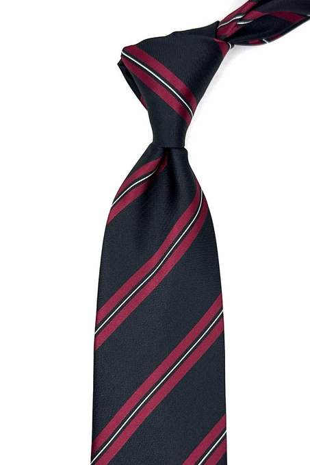 Siyah Çizgi Desen Mendilli Klasik Kravat KK12826