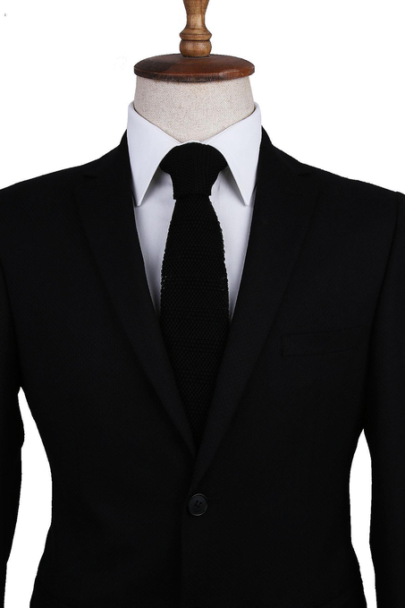 Siyah Düz Örgü Kravat ÖR8290