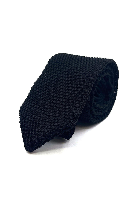 Siyah Düz Üçgen Örgü Kravat ÖR8319