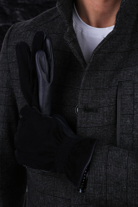 Siyah Erkek Deri - Süet Eldiven EL22