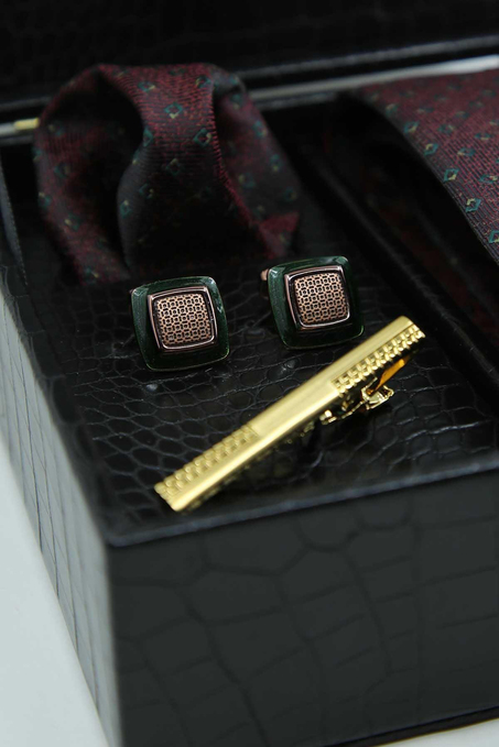 Siyah Erkek Hediye Kutusu - Kravat Kol Düğmesi Kravat İğnesi KMK120