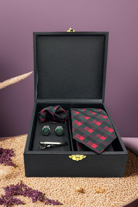 Siyah Erkek Hediye Kutusu - Kravat Kol Düğmesi Kravat İğnesi KMK04