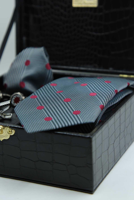 Siyah Erkek Hediye Kutusu - Kravat Kol Düğmesi Kravat İğnesi KMK154