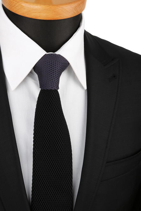 Siyah - Füme Düz Örgü Kravat ÖR8278
