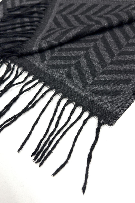 Siyah - Füme Motif Desen Erkek Kaşkol K552