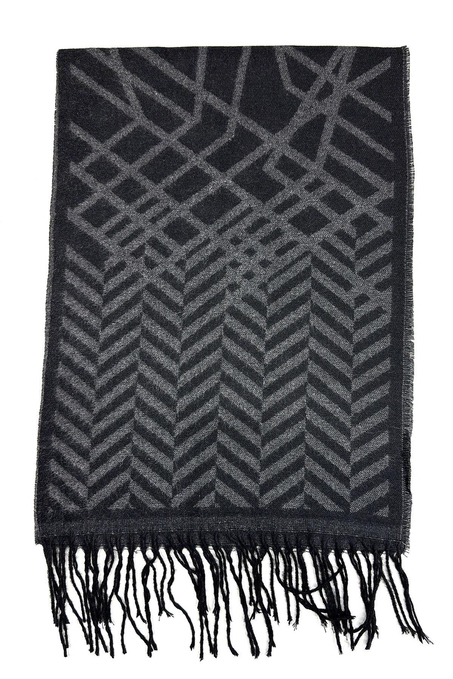 Siyah - Füme Motif Desen Erkek Kaşkol K552