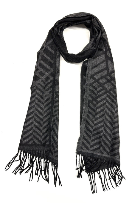 Siyah - Füme Motif Desen Erkek Kaşkol K552
