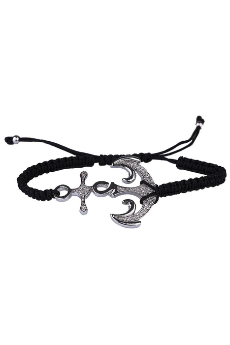 Siyah İpli Çıpa Model Makrome Erkek Bileklik BLK1594