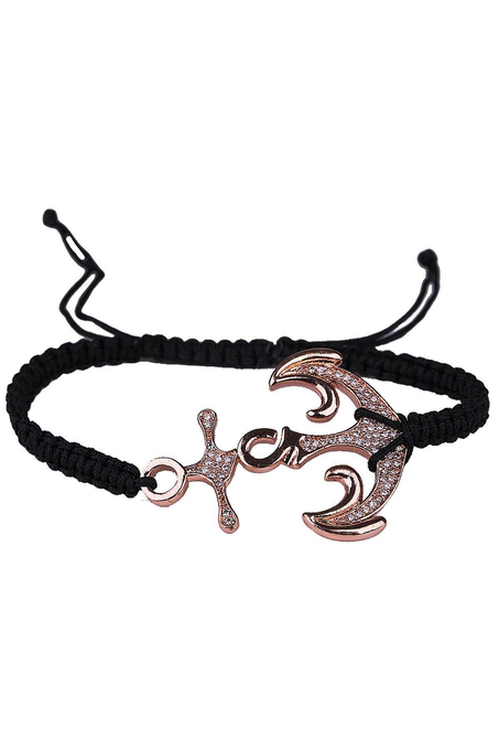 Siyah İpli Çıpa Model Makrome Erkek Bileklik BLK1587