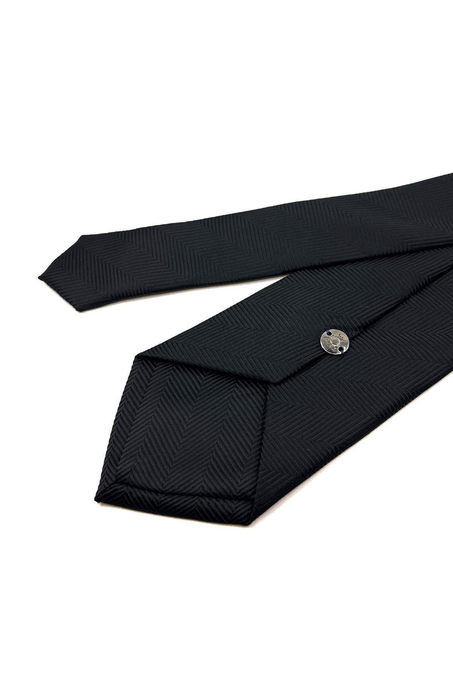 Siyah Kendinden Desen Mendilli Klasik Kravat KK11049