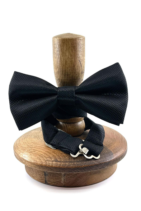 Siyah Kendinden Desenli Papyon P488