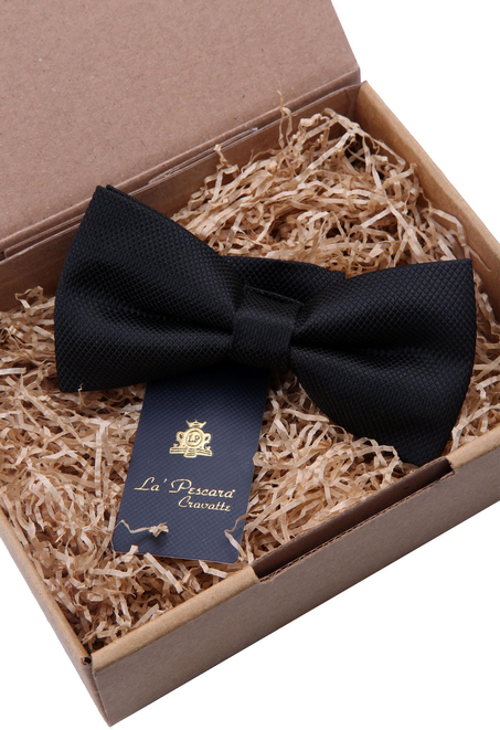 Siyah Kendinden Desenli Papyon P488