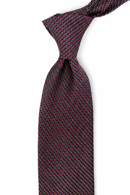 Siyah Kırmızı Motif Desen İtalyan İpek Kravat İK2541