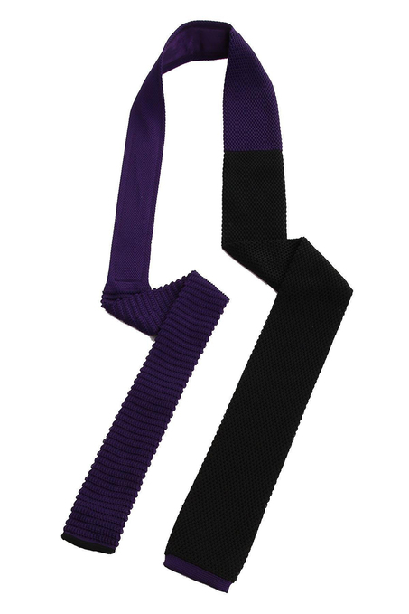 Siyah - Mor Düz Örgü Kravat ÖR8277