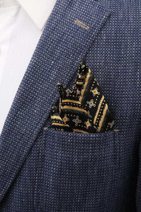 Siyah Motif Baskılı İpek Mendil SPS328