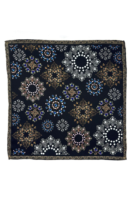 Siyah Motif Desen Erkek Cep Mendili SPS568-46