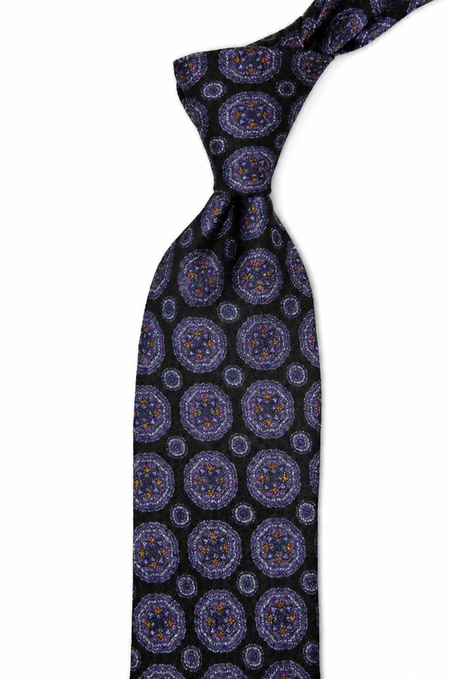 Siyah Motif Desen İtalyan İpek Kravat İK2501