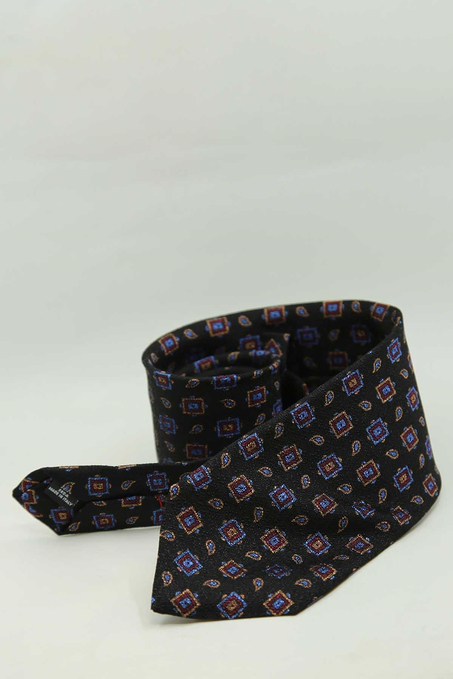 Siyah Motif Desen İtalyan İpek Kravat İK2496