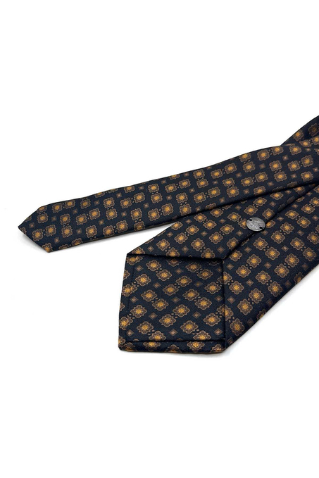 Siyah Motif Desen Mendilli Klasik Kravat KK13660