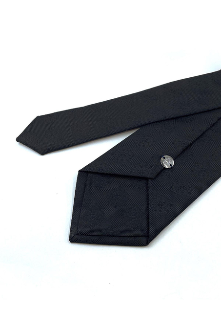 Siyah Motif Desen Mendilli Klasik Kravat KK10972