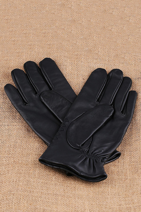 Siyah Örgü Deri Erkek Eldiven EL26