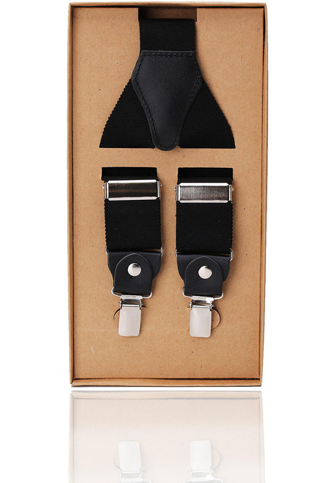 Siyah Renk Deri Bağlantılı Erkek Pantolon Askısı PAN58