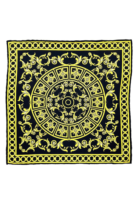 Siyah - Sarı Motif Desen Erkek Cep Mendili SPS541-11