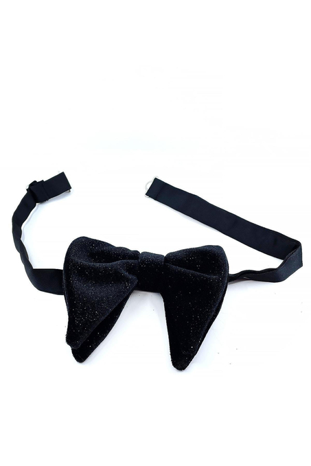 Siyah Simli Büyük Kadife Papyon P1700