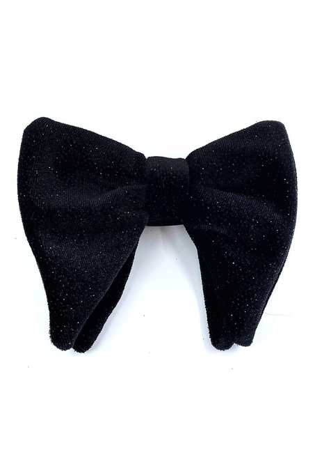 Siyah Simli Büyük Kadife Papyon P1700