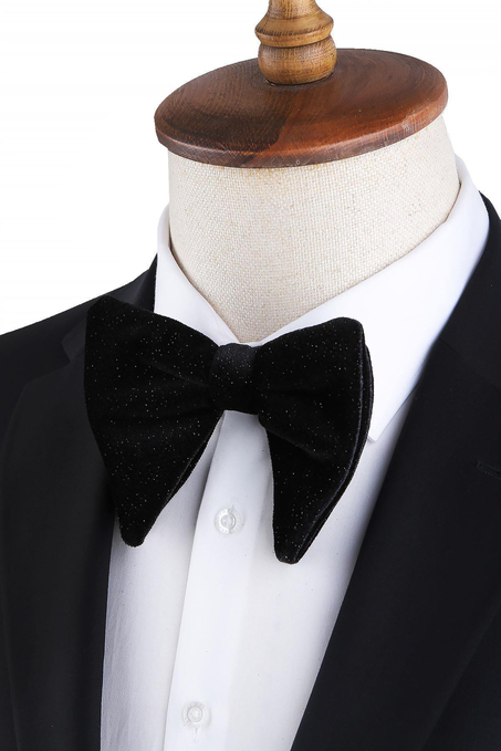 Siyah Simli Büyük Kadife Papyon P1700