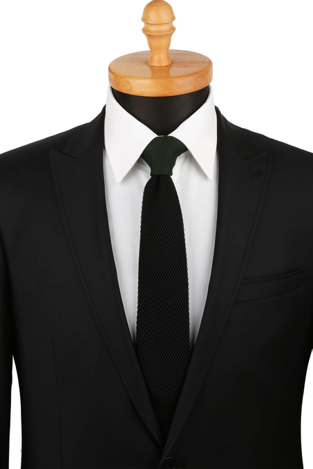 Siyah - Yeşil Düz Örgü Kravat ÖR8280