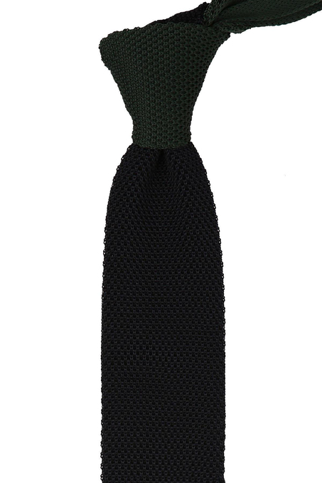 Siyah - Yeşil Düz Örgü Kravat ÖR8280
